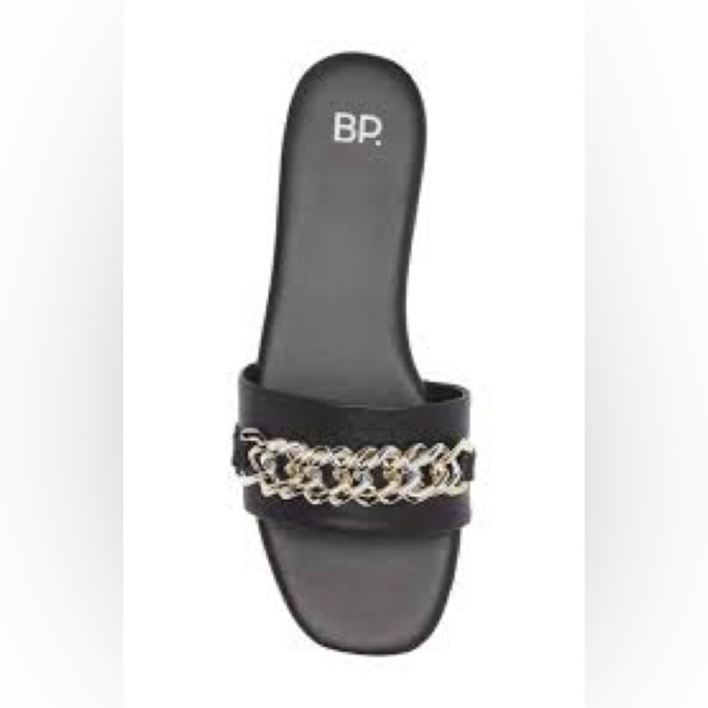 BP. Wome's Asher Two-Tone Chain Slide Sandals Black Size 8